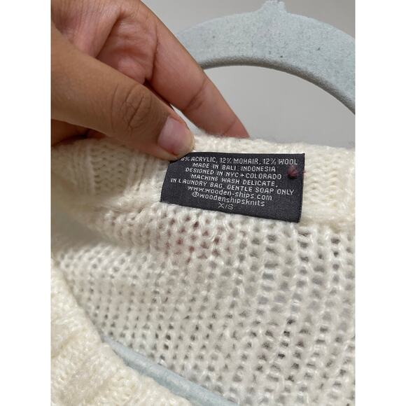 Wooden Ships Mohair Wool Blend Cable Knit Sweater Size XS - Picture 4 of 5